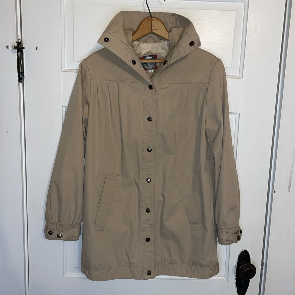 Foxland By Lanson 9/10 Large Rain‎ Jacket 100% Nylon, Cotton Lined Grandma Core